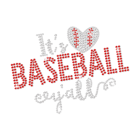 Crystal Baseball Heart Hotfix Rhinestone Transfer